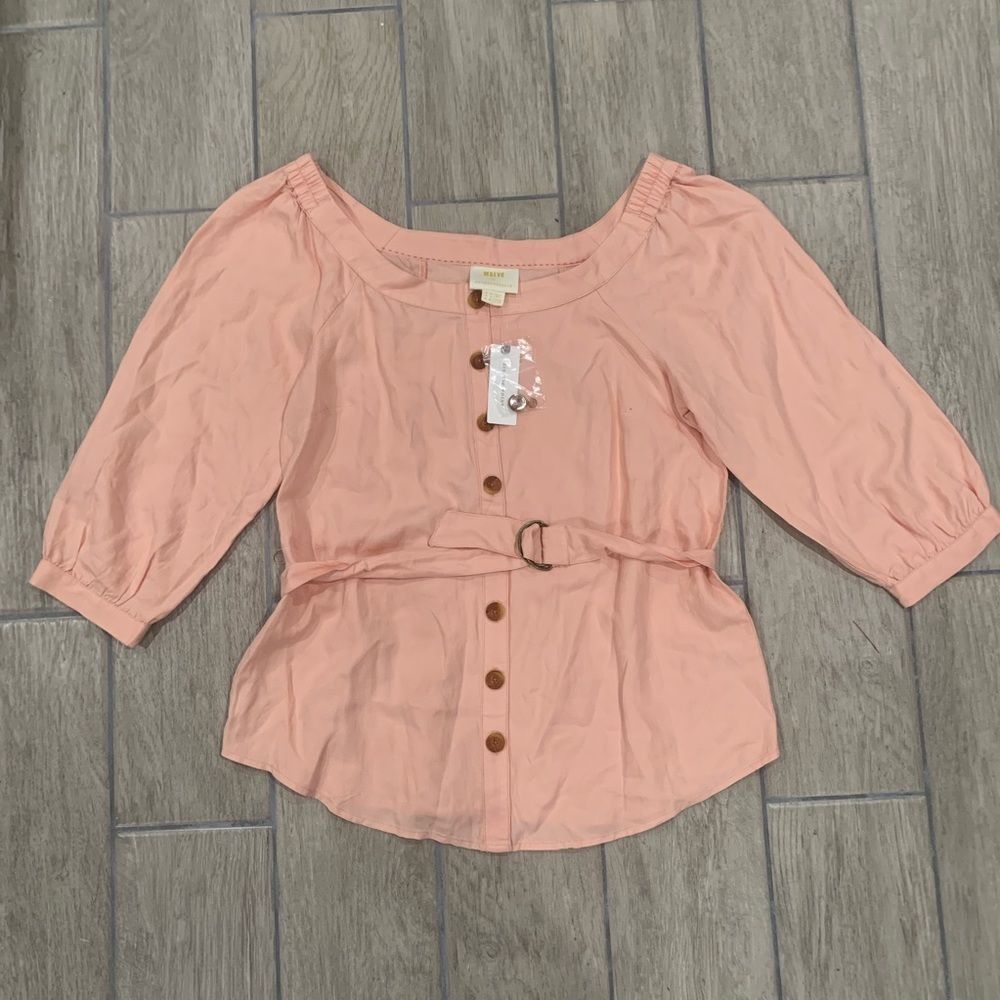 𝅺Anthropologie Belted Blouse   - Picture 4 of 7